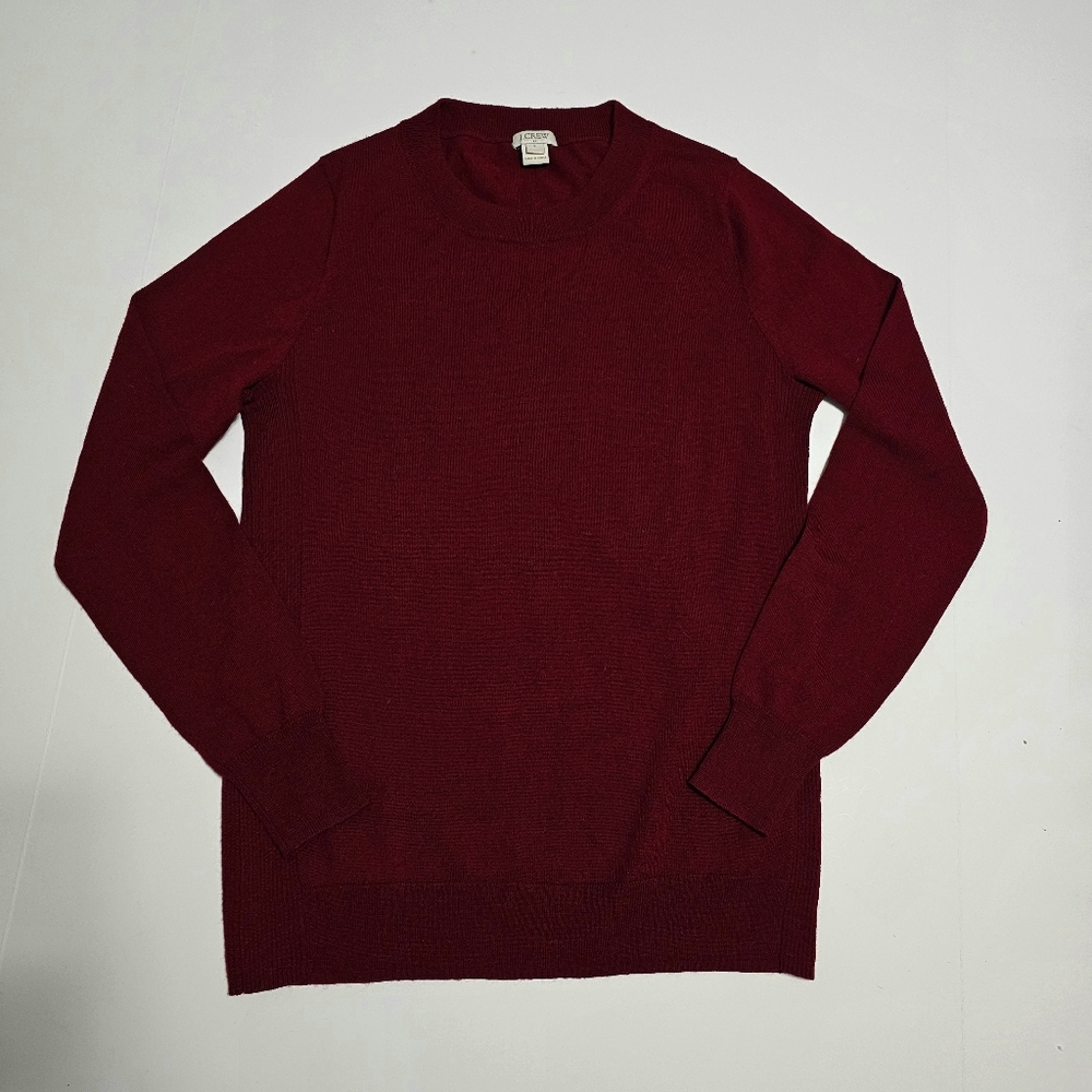 J.Crew Merino Wool Blend Women's Long Sleeve Burgundy Preppy Sweater Sz S - Picture 3 of 5
